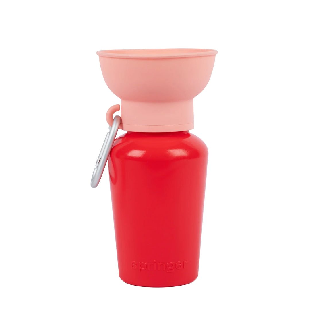 Springer Travel Dog Water Bottle 20oz in Strawberry/Guava