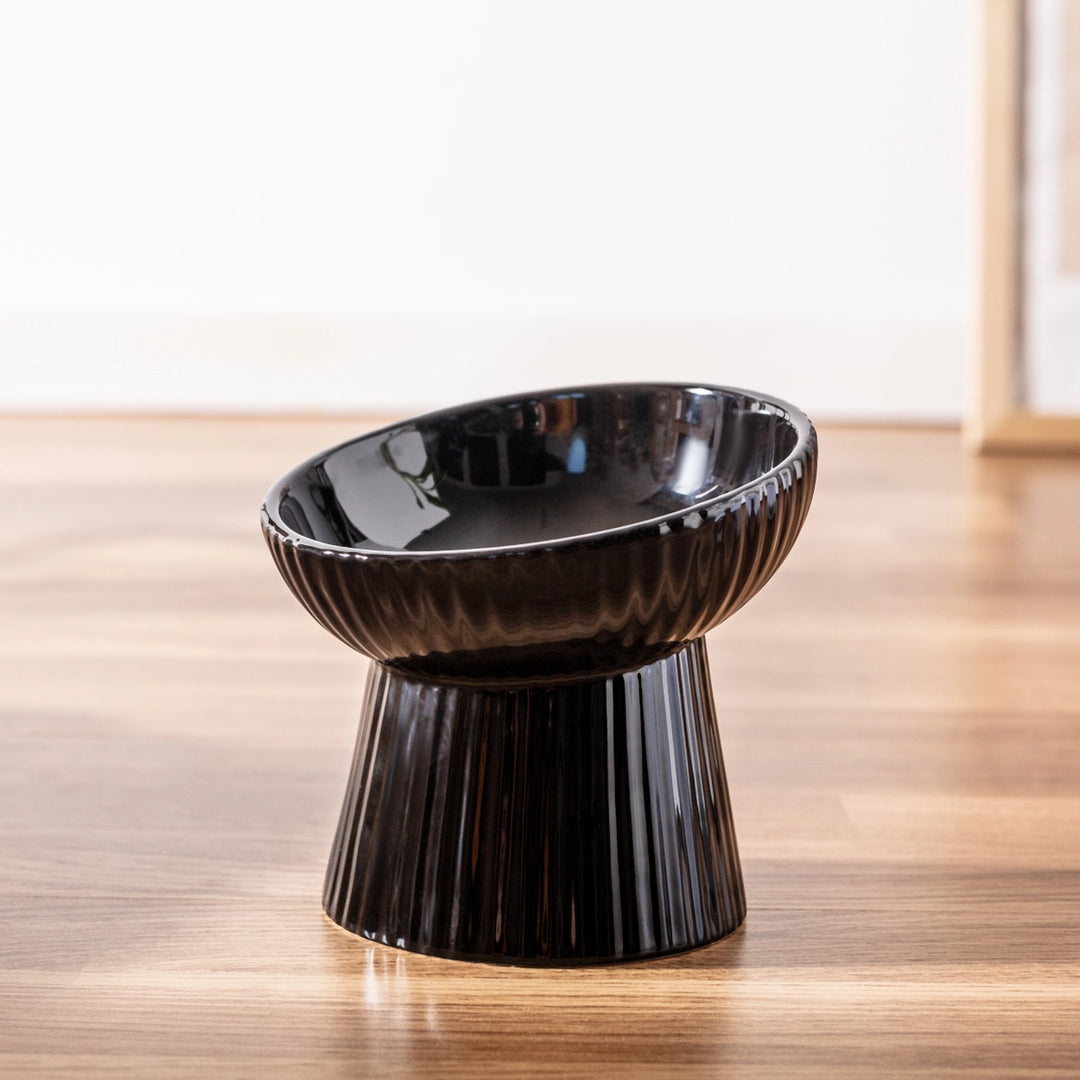 Park Life Designs Black Ceramic Fluted Cat Bowl
