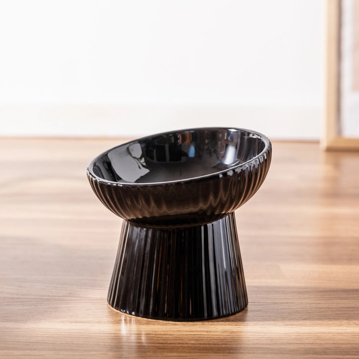 Park Life Designs Black Ceramic Fluted Cat Bowl