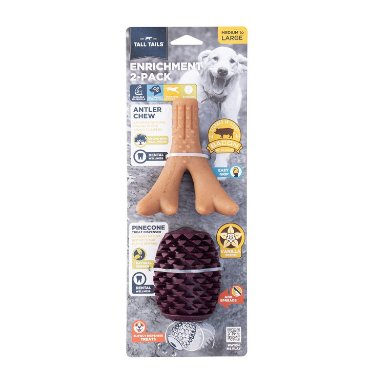Tall Tails Natural Rubber Antler Chew and Pinecone Dog Toys (2-Pack)