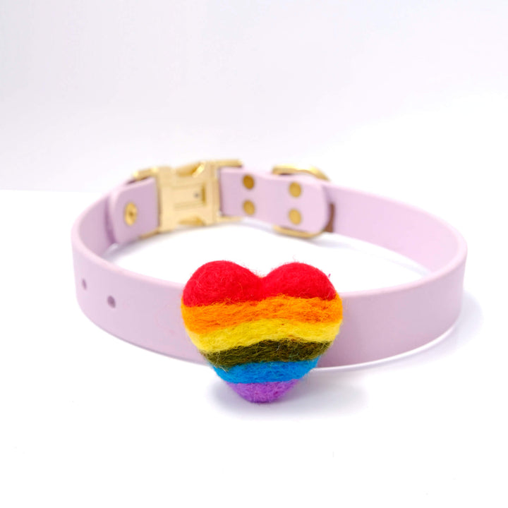 Wool Rainbow Heart Attachment for Collar