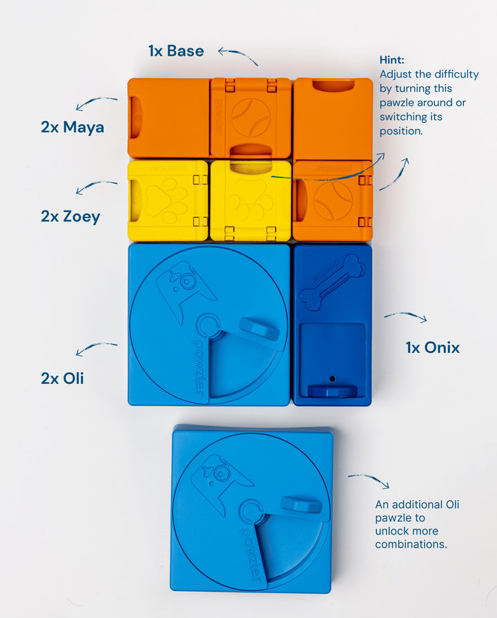 Pawzler Rainbow All in One Level Set Modular Puzzle Enrichment and Slow Feeding System