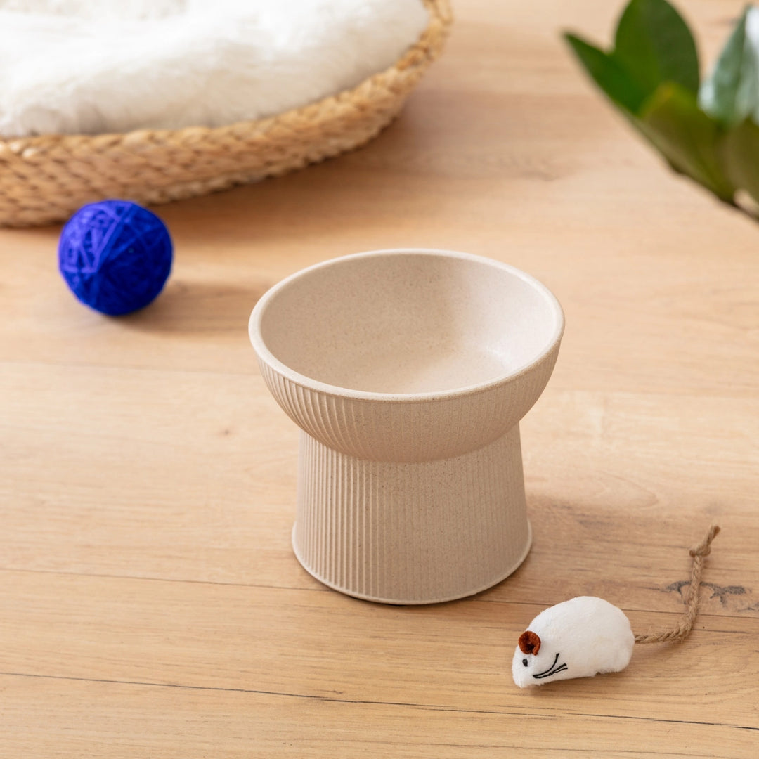 Park Life Designs Tan Albie Bamboo Fiber Fluted Cat Bowl