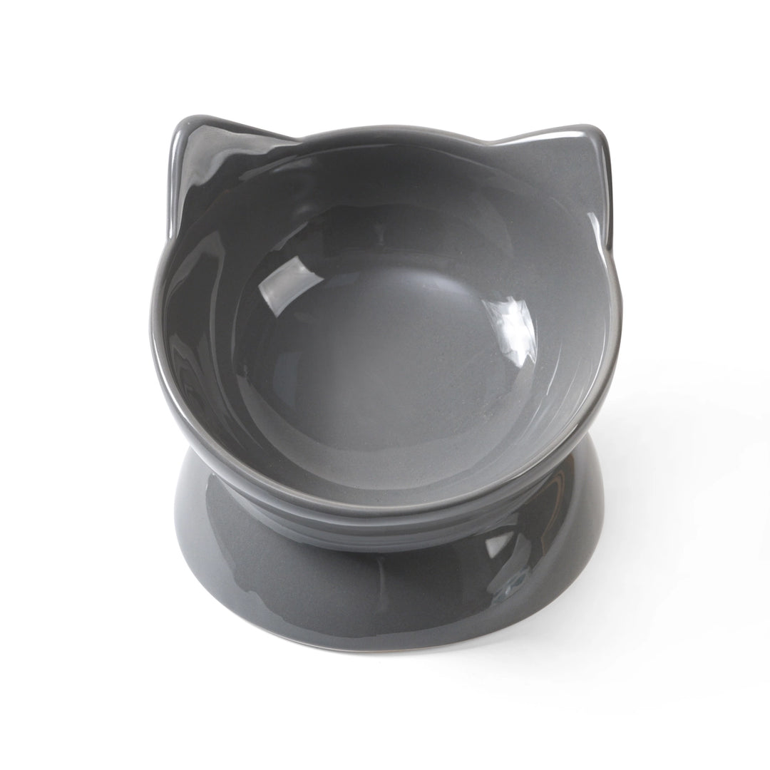 Park Life Designs Gray Oscar Ceramic Tilt Cat Bowl