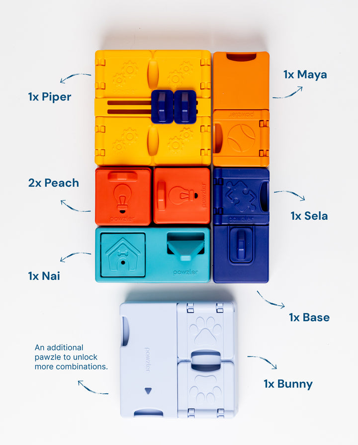 Pawzler Genius Set Modular Puzzle Enrichment and Slow Feeding System