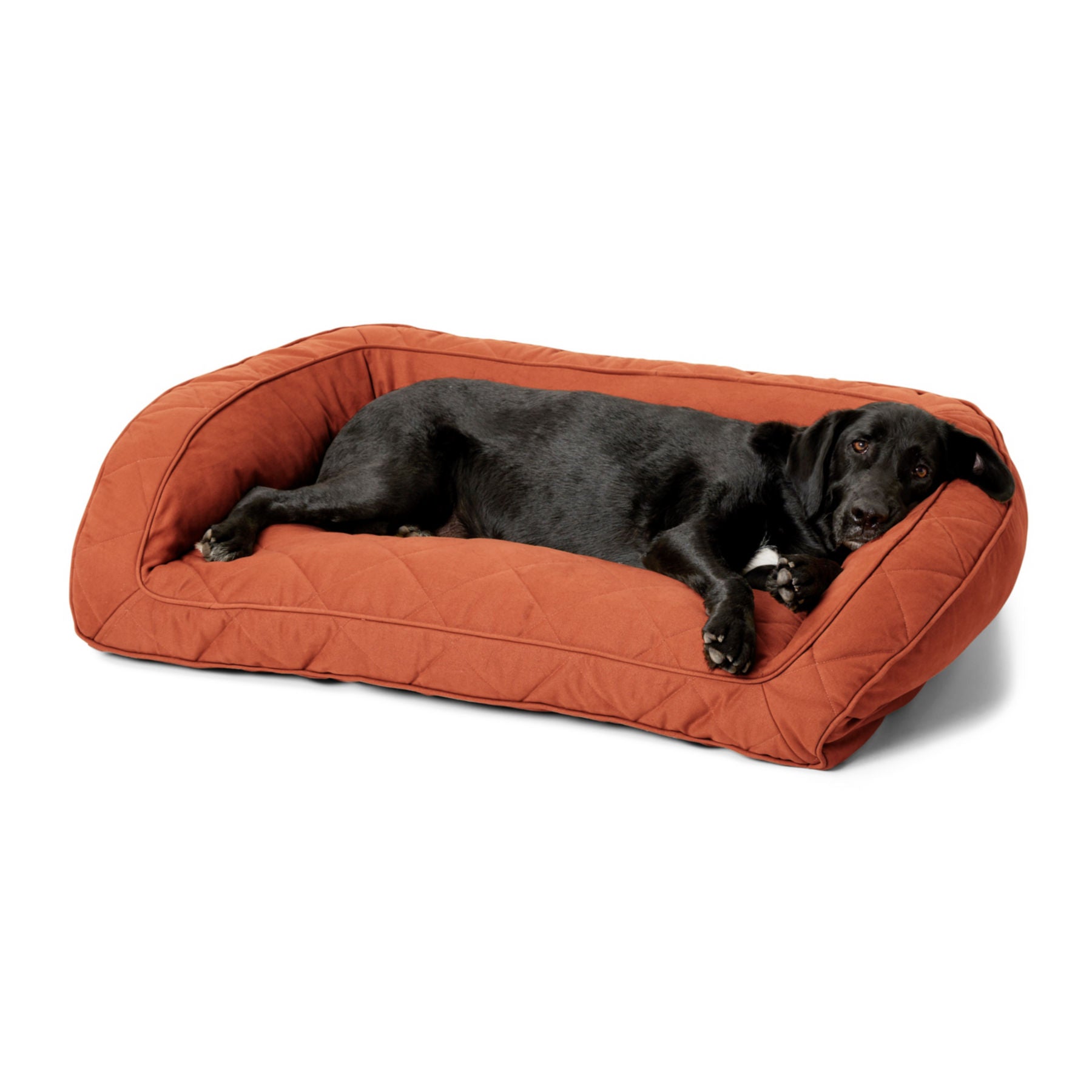 Orvis ComfortFill Eco Bolster Dog Bed Rust Color Toiffer Pet Outfitter