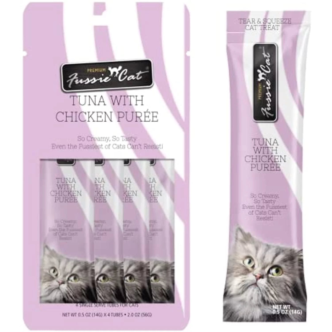 Fussie Cat Tuna Chicken Puree Cat Treat 0.5oz - 4 Count