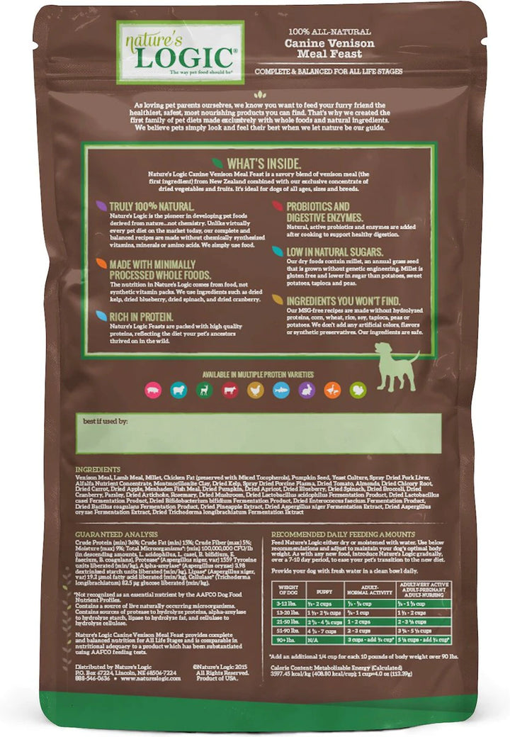 Nature's Logic Canine Venison Meal Feast All Life Stages Dry Dog Food 13lb