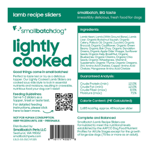 Smallbatch Frozen Lightly Cooked Lamb Dog Food 8oz