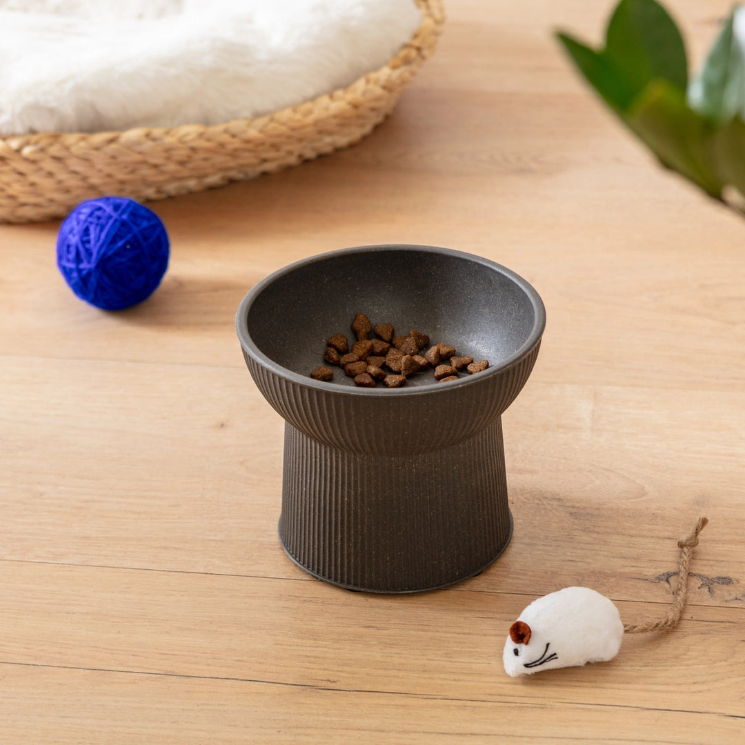 Park Life Designs Stone Grey Albie Bamboo Fiber Fluted Cat Bowl