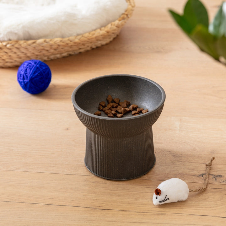 Park Life Designs Stone Grey Albie Bamboo Fiber Fluted Cat Bowl
