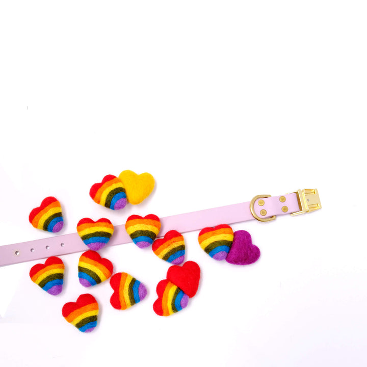 Wool Rainbow Heart Attachment for Collar