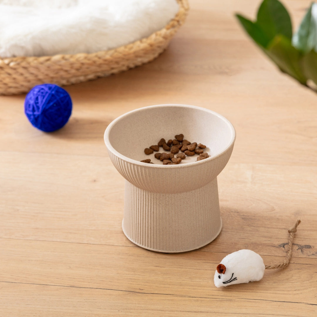 Park Life Designs Tan Albie Bamboo Fiber Fluted Cat Bowl