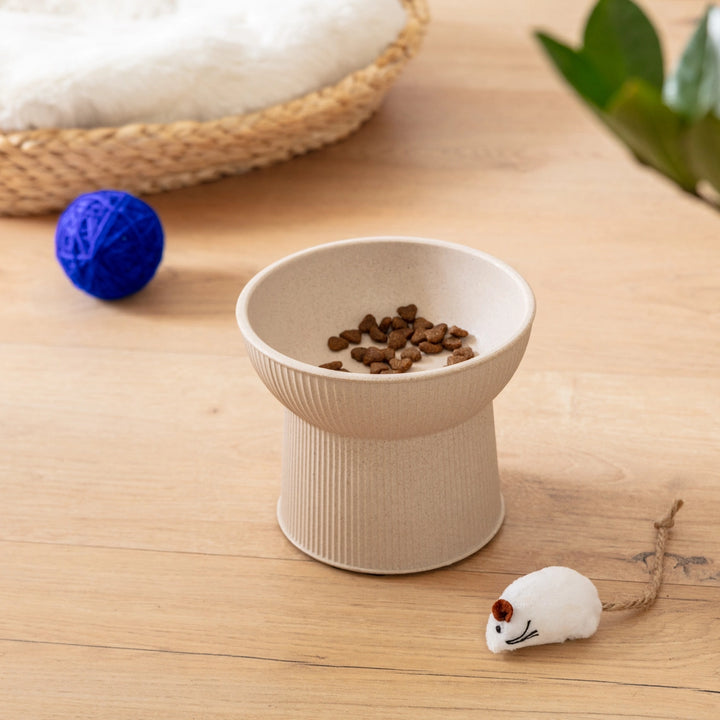 Park Life Designs Tan Albie Bamboo Fiber Fluted Cat Bowl