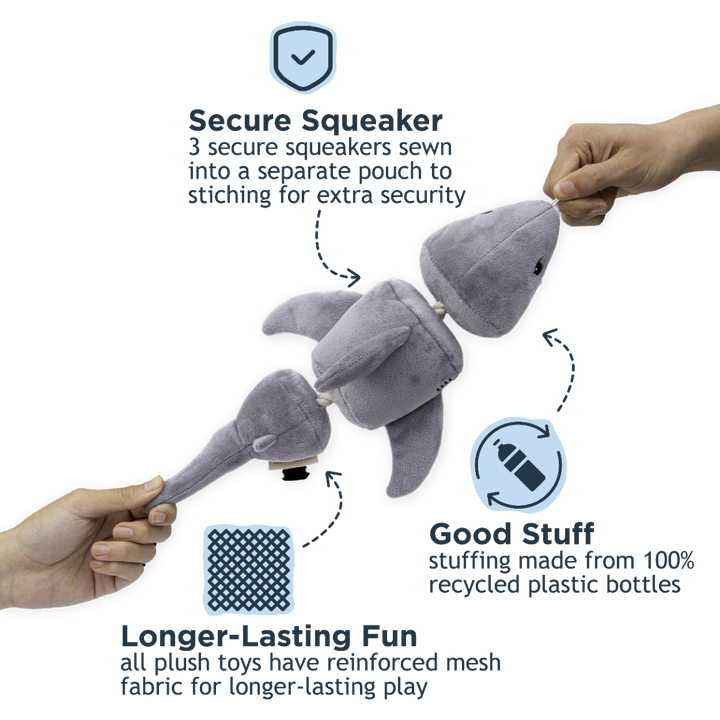 Tall Tails Jointed Shake Play Shark Dog Toy