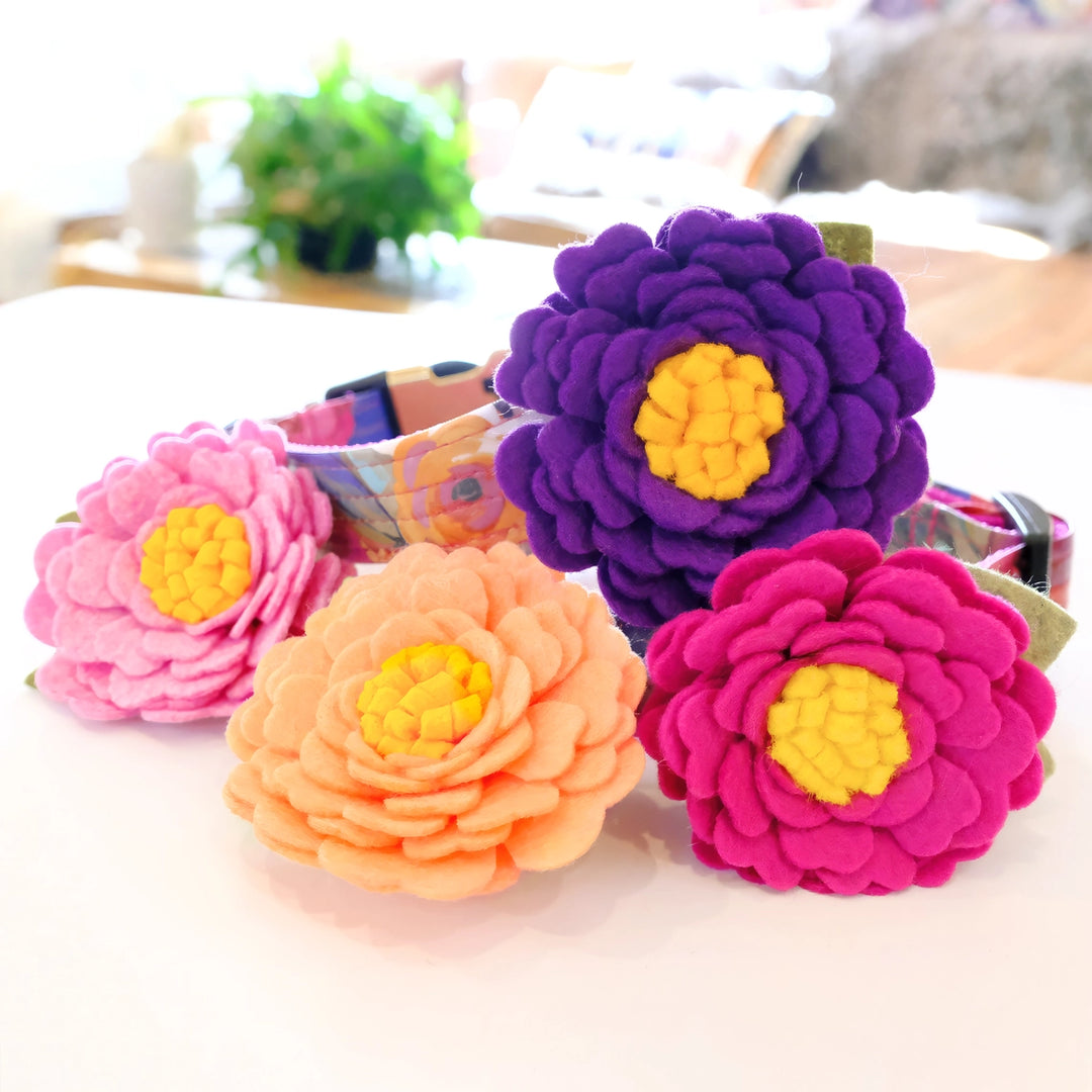 Lilac - Peony Flower Attachment for Collar Medium