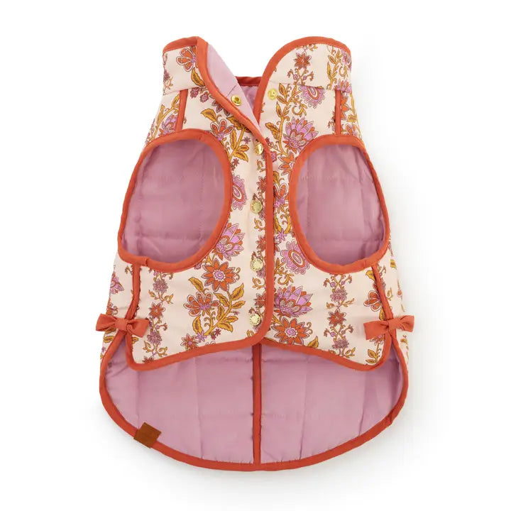 The Foggy Dog Blockprint Floral Reversible Dog jacket
