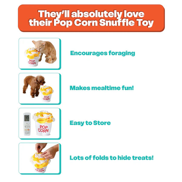 LuftPets Popcorn Snuffle Toy — Crinkly Popcorn Enrichment Toy for Dogs and Cats