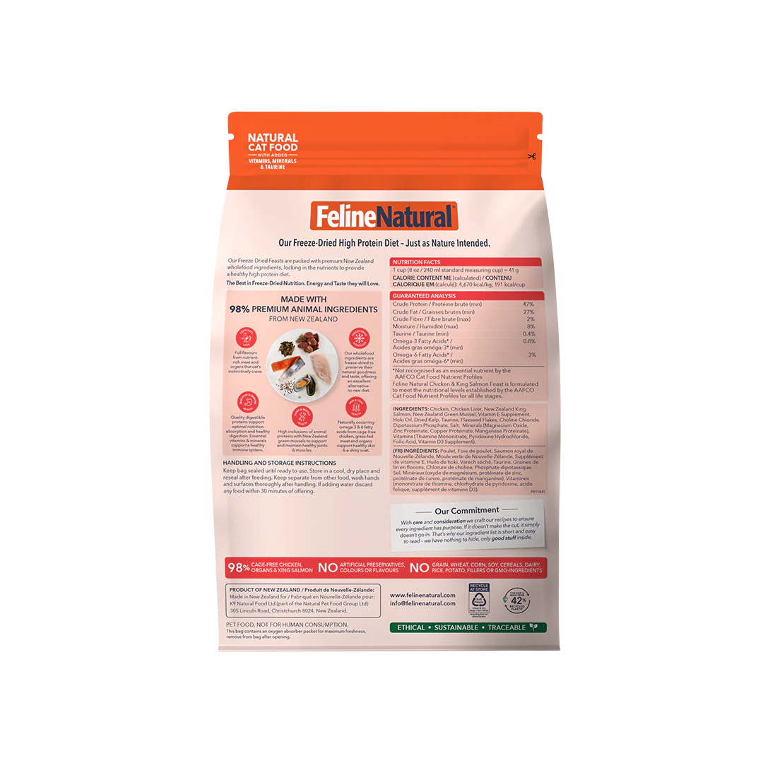 Feline Natural Freeze Dried Chicken & Salmon Food for Cats 11oz