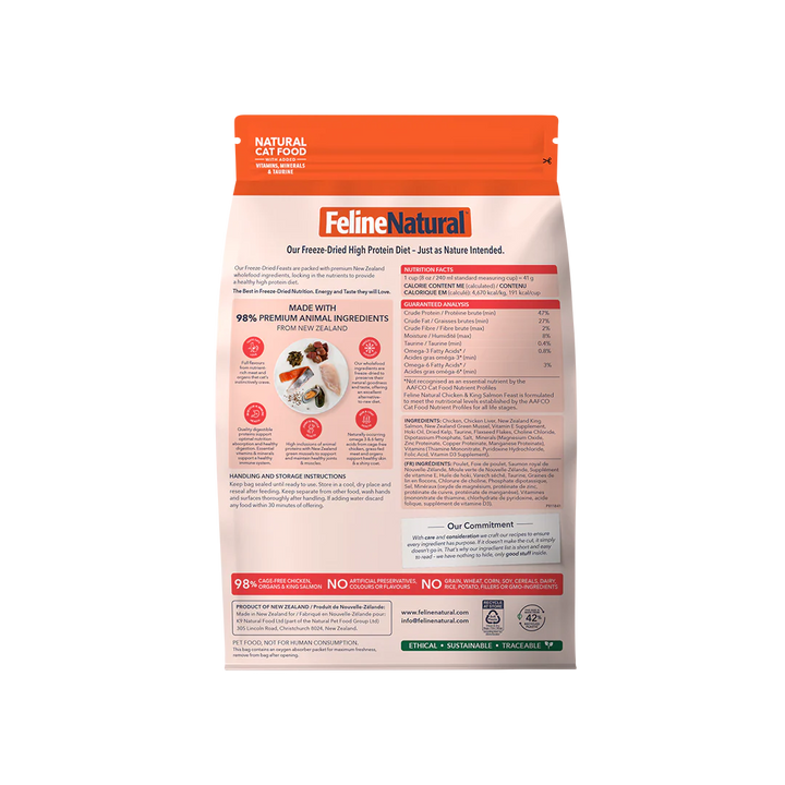 Feline Natural Freeze Dried Chicken & Salmon Food for Cats 11oz