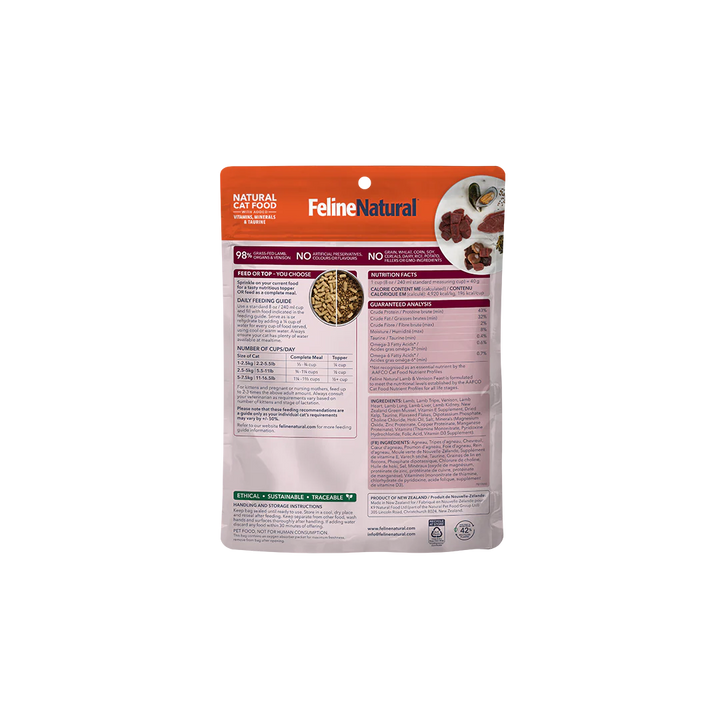 Feline Natural Freeze Dried Lamb & Venison Food for Cats 3.5oz