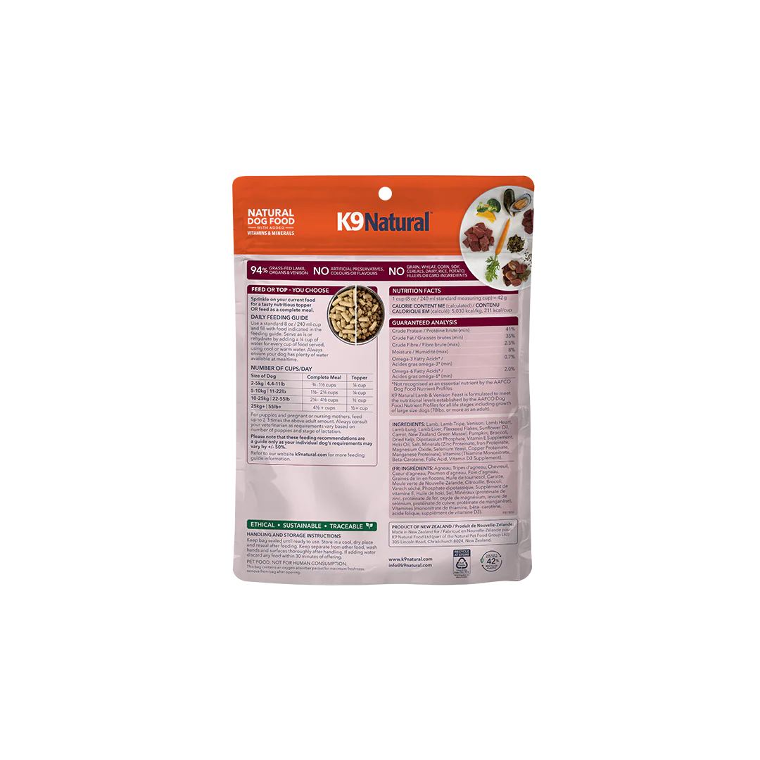 K9 Natural Freeze Dried Lamb & Venison Food for Dogs 3.5oz