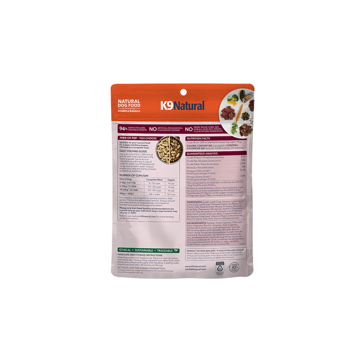 K9 Natural Freeze Dried Lamb & Venison Food for Dogs 3.5oz