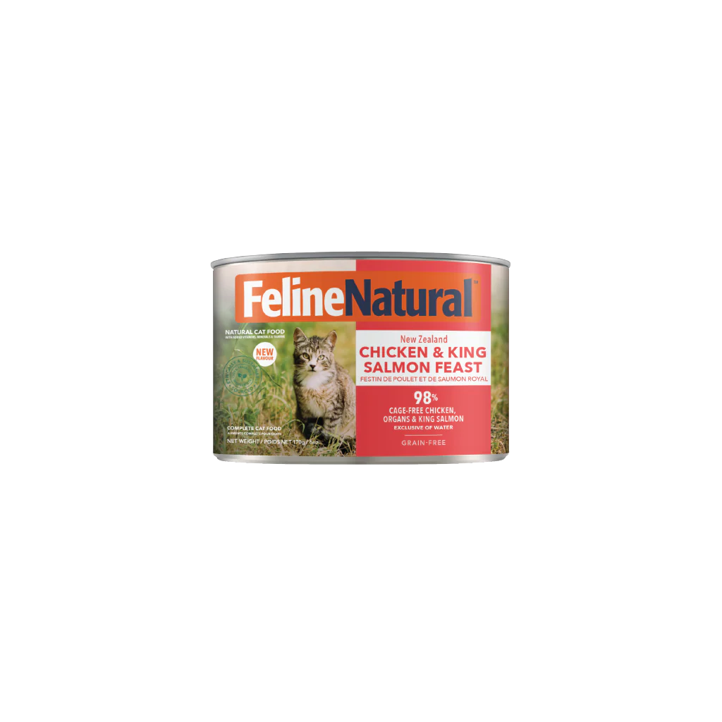 Feline Natural Grain Free Chicken & King Salmon Canned Wet Food for Cats 6oz - Case of 12