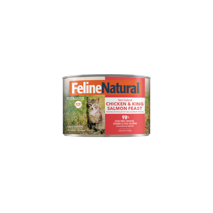 Feline Natural Grain Free Chicken & King Salmon Canned Wet Food for Cats 6oz - Case of 12