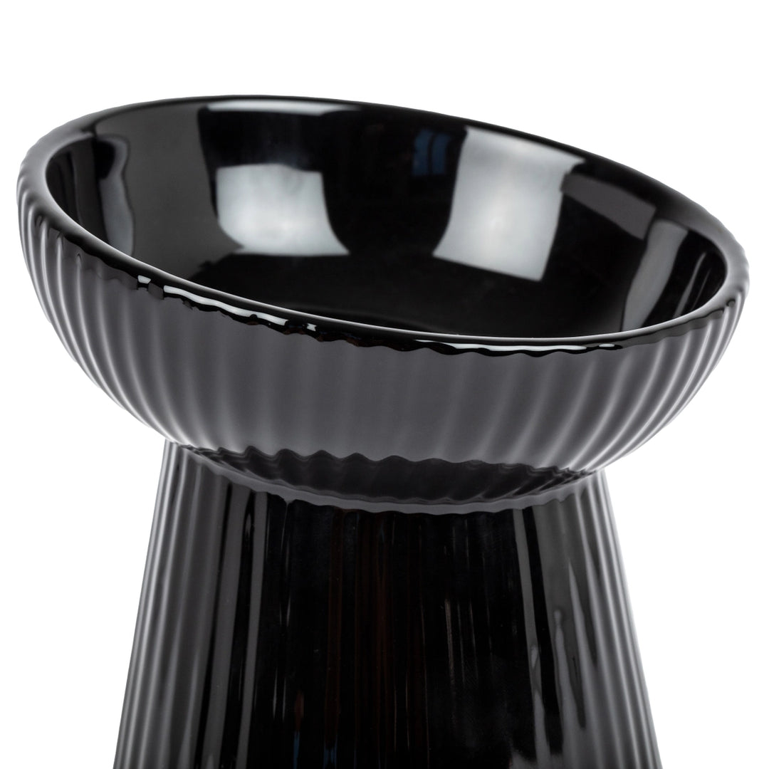 Park Life Designs Black Ceramic Fluted Cat Bowl