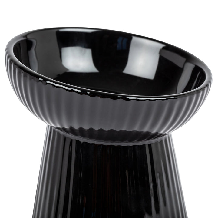 Park Life Designs Black Ceramic Fluted Cat Bowl