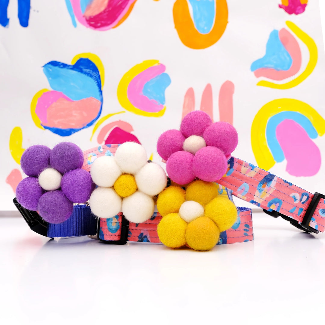 Pink - Bubble Flower Attachment for Collar Medium