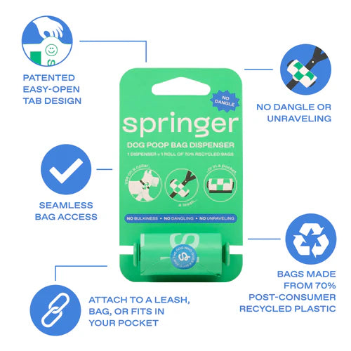 Springland's Premium Dog Poop Bag Dispenser + 15 Bags