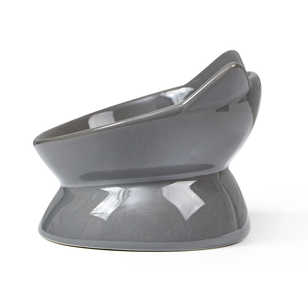 Park Life Designs Gray Oscar Ceramic Tilt Cat Bowl