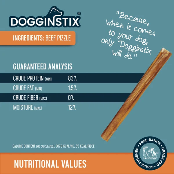 DOGGINSTIX Beef Bully Stick Treat for Dogs 6"