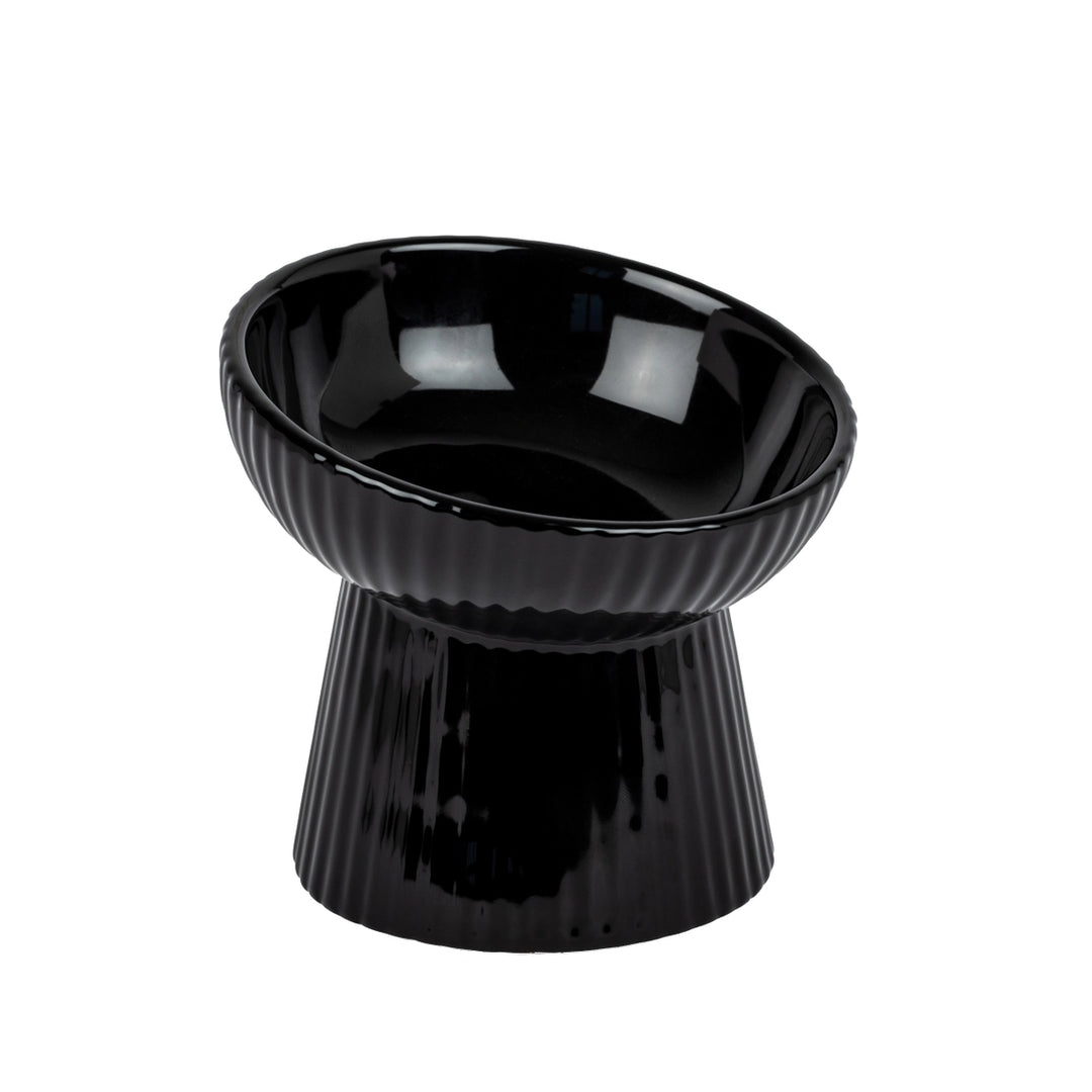 Park Life Designs Black Ceramic Fluted Cat Bowl