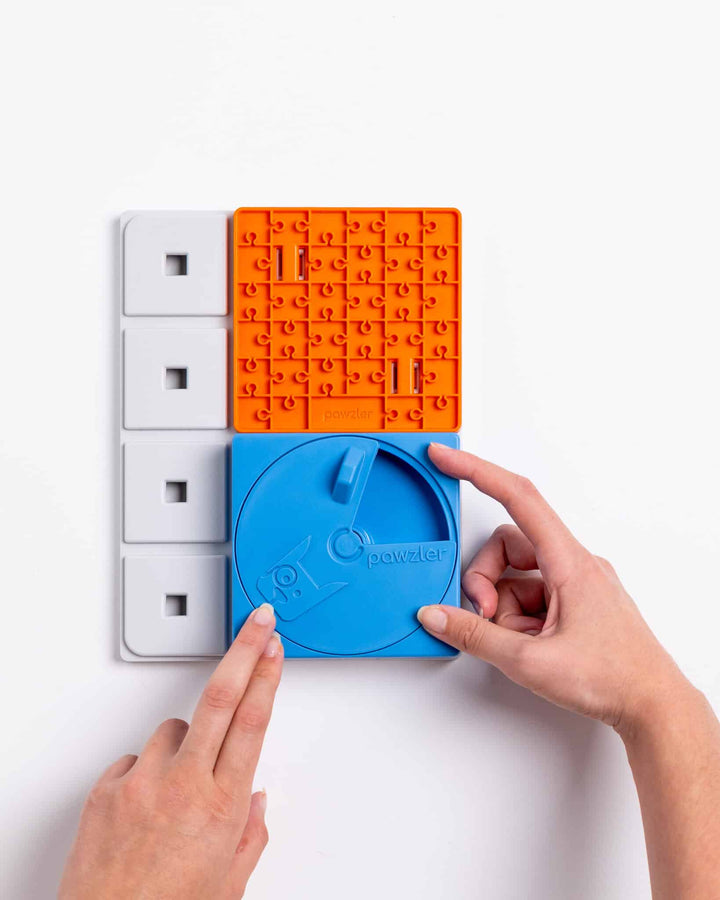 Pawzler Beginner Set Modular Puzzle Enrichment and Slow Feeding System