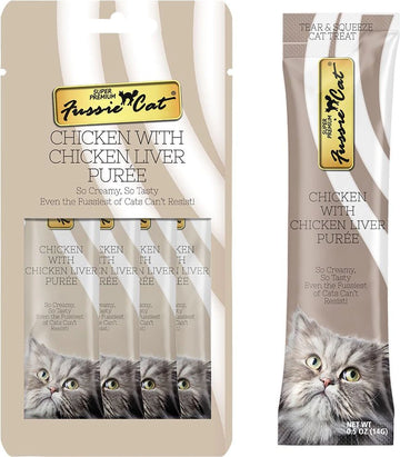 Fussie Cat Chicken with Liver Puree Cat Treat .5oz - 4 Count
