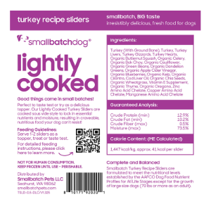 Smallbatch Frozen Lightly Cooked Turkey Dog Food 8oz