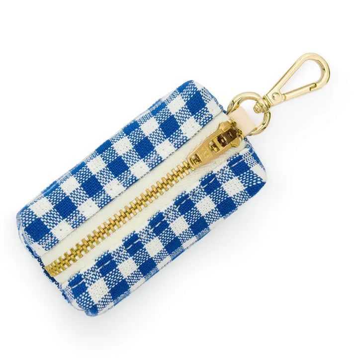 Lake Blue Gingham Waste Bag Holder