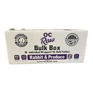 OC Raw Rabbit & Produce Dog Food Bulk Box 18lb