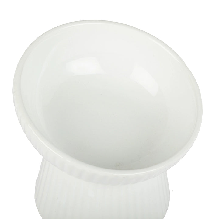 Park Life Designs White Fluted Tilt Ceramic Cat Dish