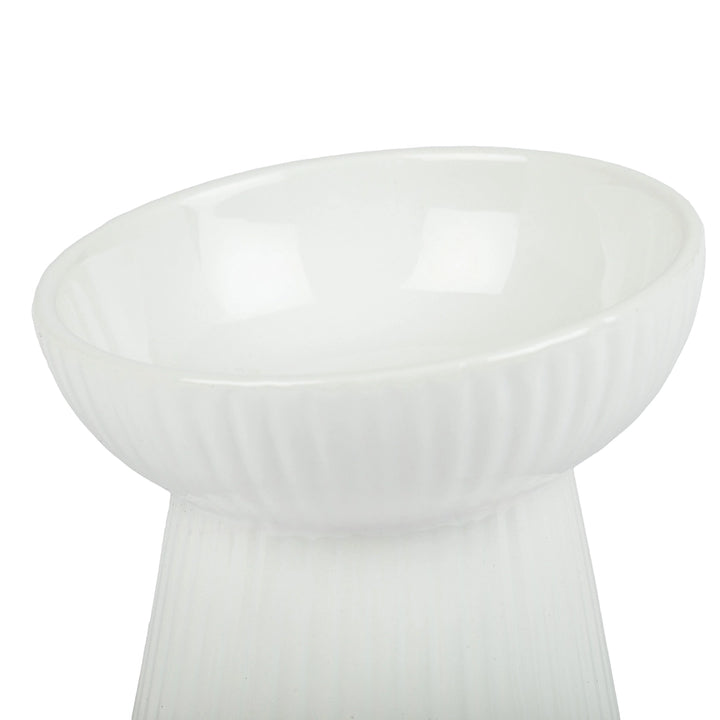 Park Life Designs White Fluted Tilt Ceramic Cat Dish