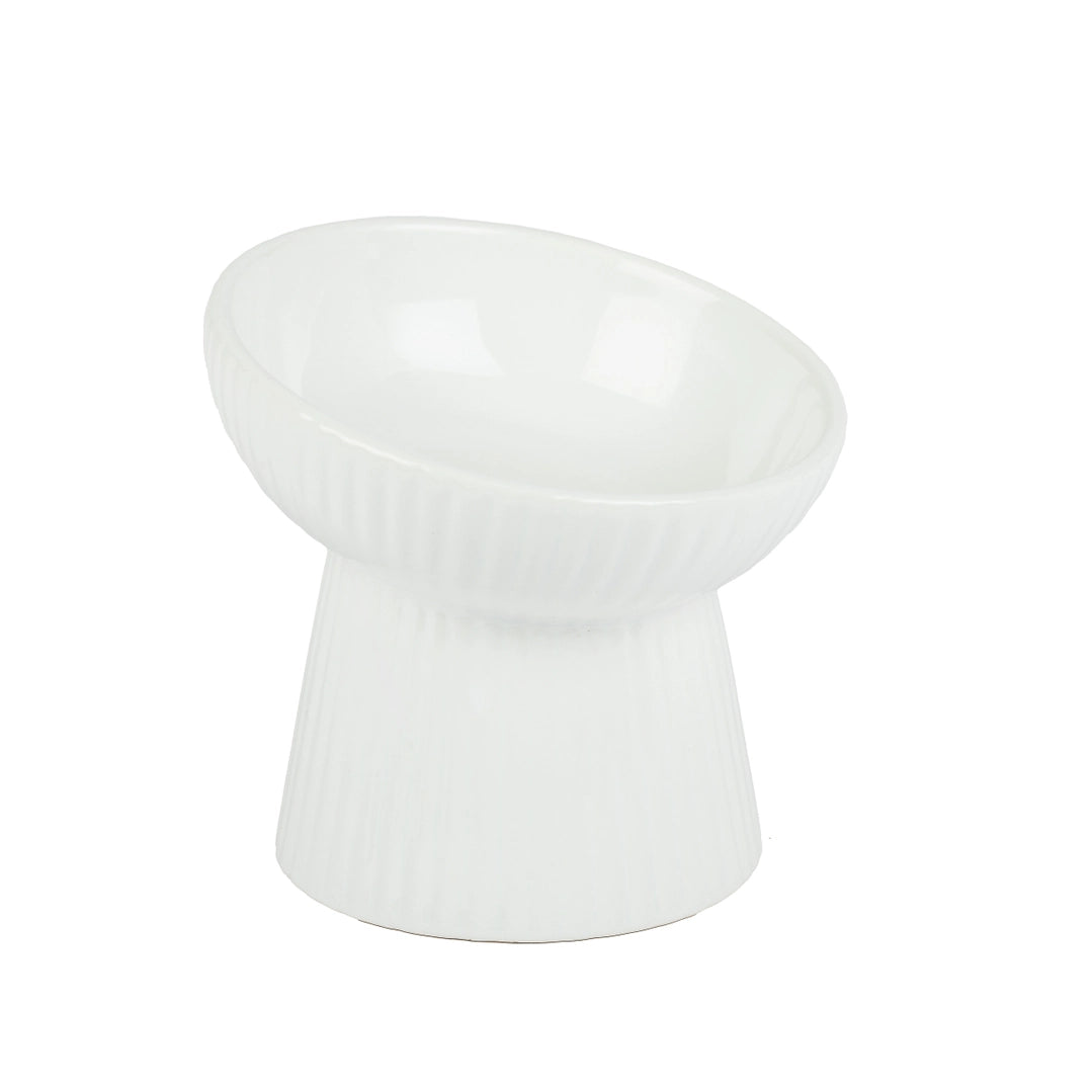 Park Life Designs White Fluted Tilt Ceramic Cat Dish