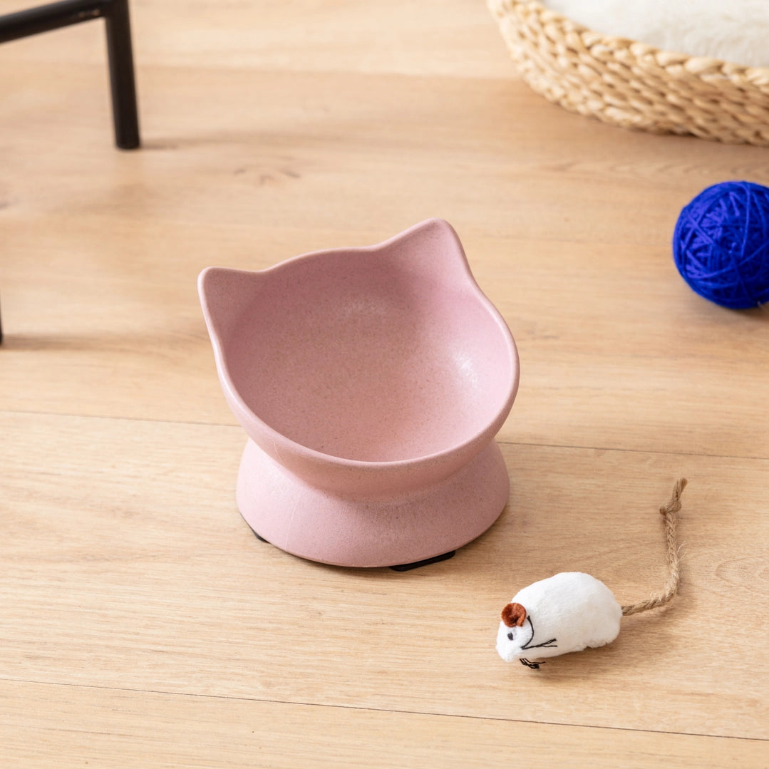Park Life Designs Pink Archie Bamboo Fiber Tilt Cat Bowl