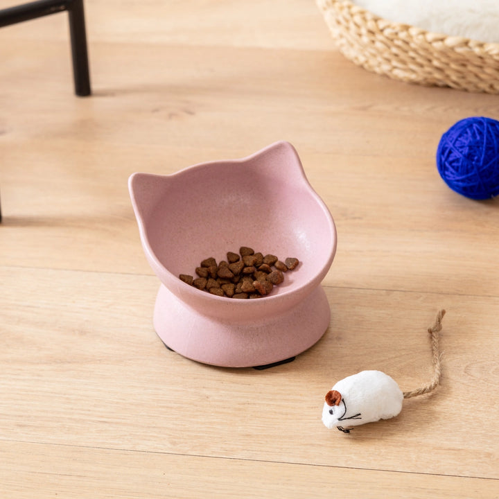 Park Life Designs Pink Archie Bamboo Fiber Tilt Cat Bowl
