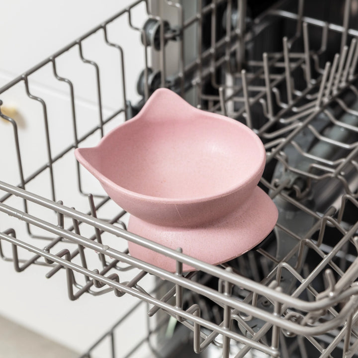 Park Life Designs Pink Archie Bamboo Fiber Tilt Cat Bowl