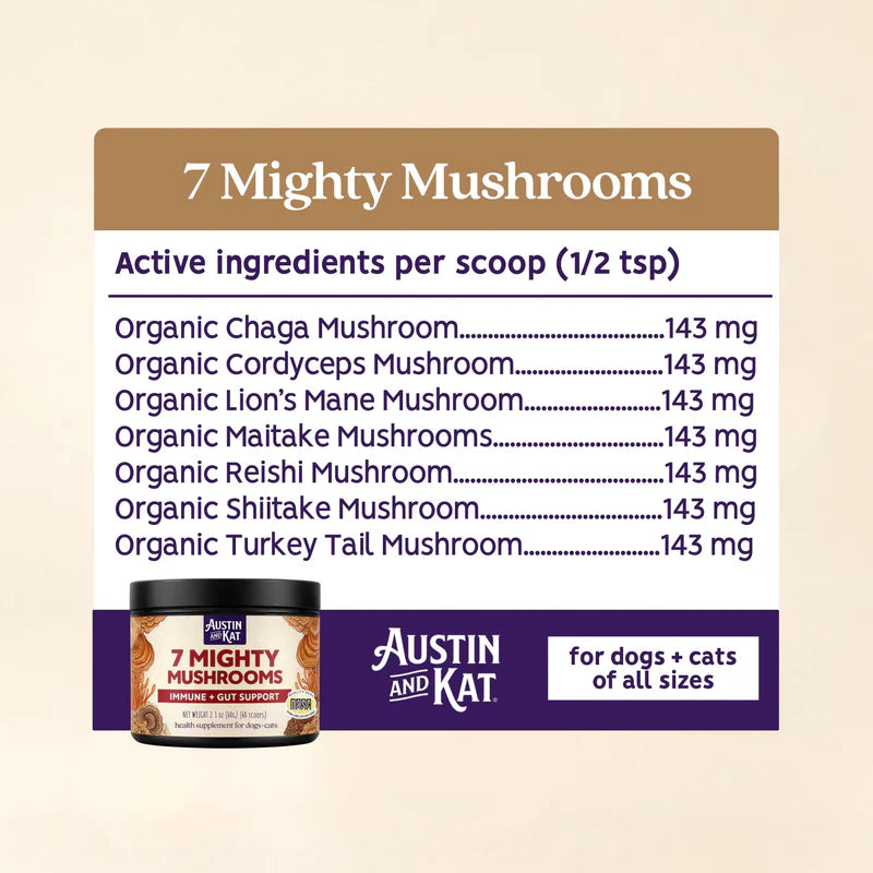 Austin & Kat 7 Mighty Mushrooms Powder Supplement 60g