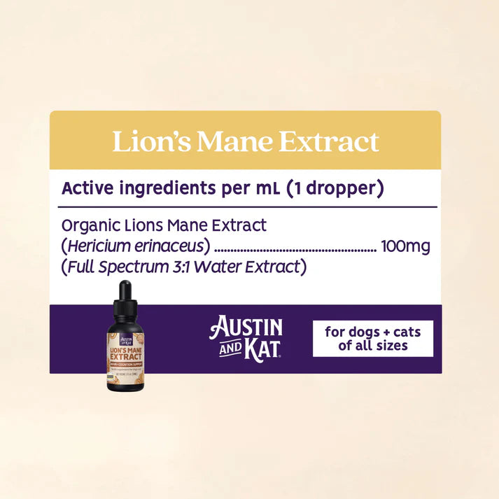 Austin & Kat Lion's Mane Mushroom Extract Tincture Supplement 1oz