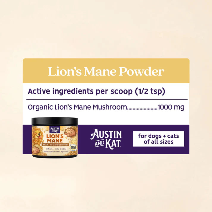 Austin & Kat Lion's Mane Mushroom Powder Supplement 60g